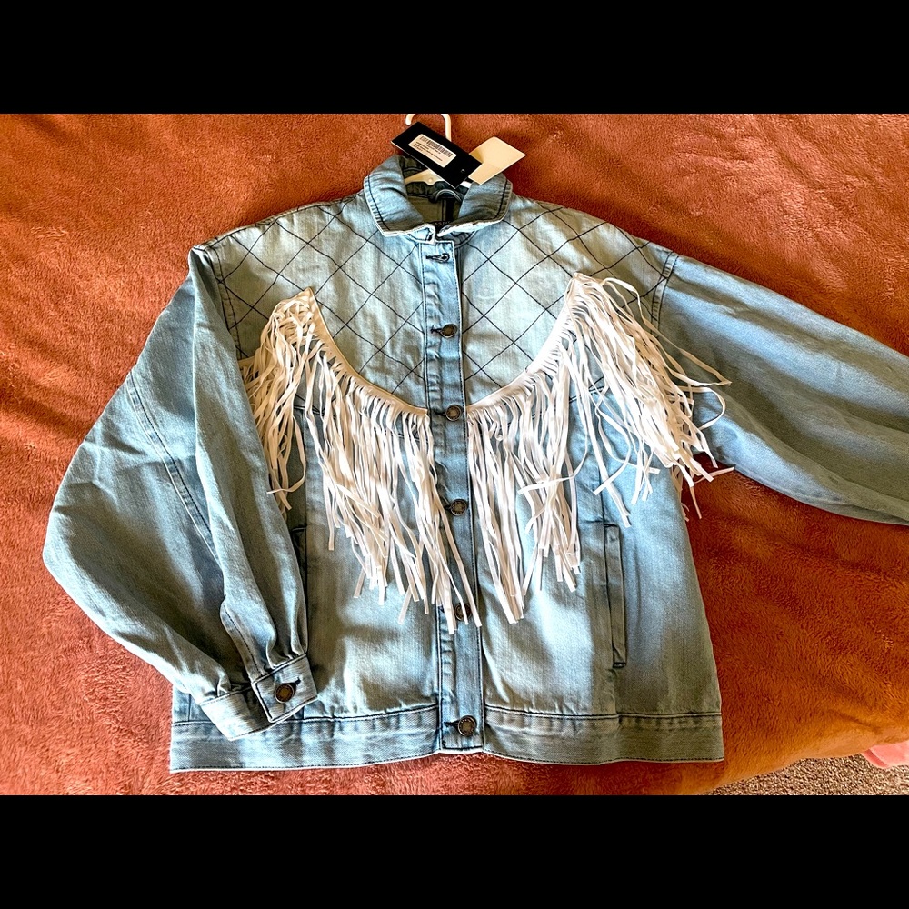Oversized Denim Jacket with fringe